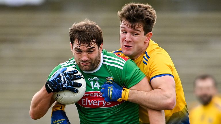 Aidan O'Shea of Mayo in action against Seán Mullooly of Roscommon