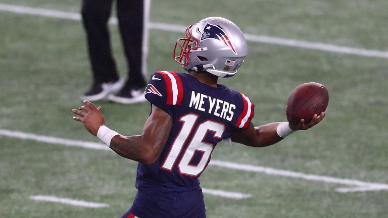 Jakobi Meyers of the New England Patriots carries the ball during