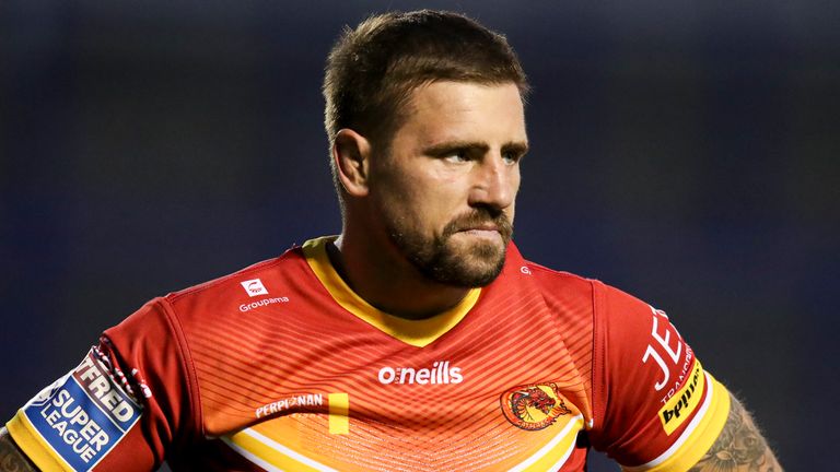 Picture by Paul Currie/SWpix.com - 25/09/2020 - Rugby League - Betfred Super League - Warrington Wolves v Catalans Dragons - Halliwell Jones Stadium, Warrington, England - Catalans Dragons' Michael McIlorum looks dejected 