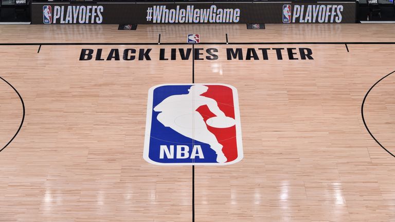 When the NBA play-offs resumed Black Lives Matter was printed on the basketball court