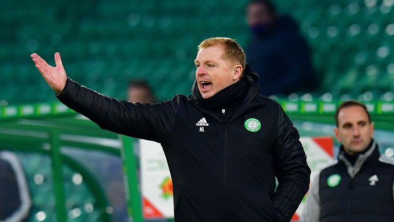 Lennon on the touchline during Celtic&#39;s defeat to Ross County