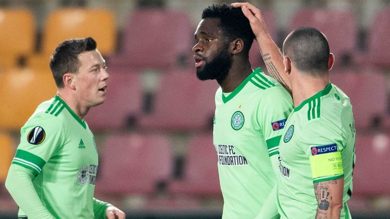 Odsonne Edouard celebrates putting Celtic ahead in Prague