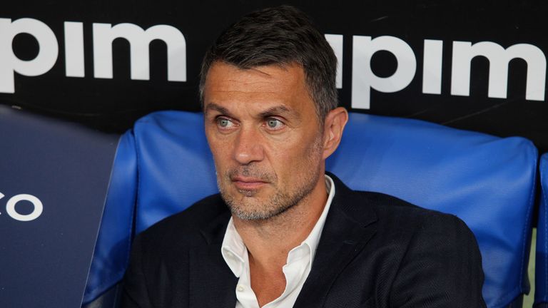 Paolo Maldini during the Serie A match between SS Lazio and  AC Milan at Stadio Olimpico on July 4, 2020 in Rome, Italy.