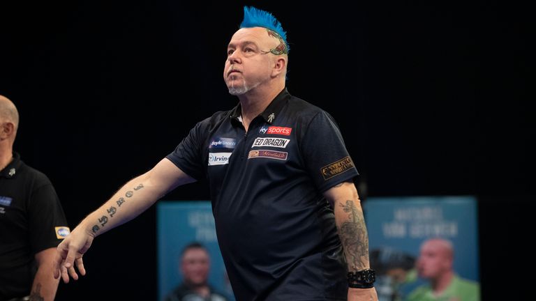 Peter Wright suffered defeat in a last-leg shoot-out against Dirk van Duijvenbode