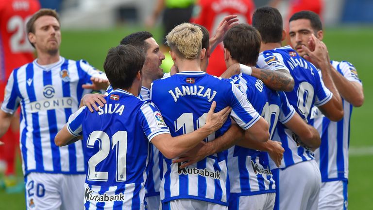 Real Sociedad's players beat virus-depleted Granada 