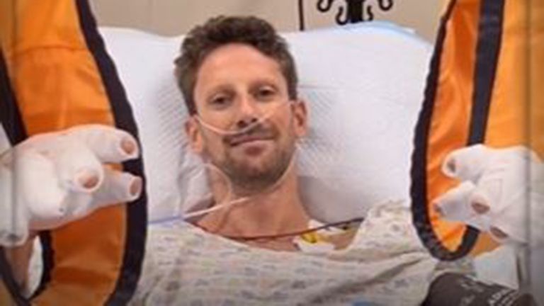 Romain Grosjean sends a message to fans from his hospital bed