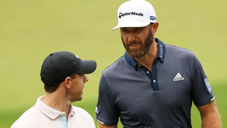 Rory McIlroy joined world No 1 Dustin Johnson for a practice round on Tuesday