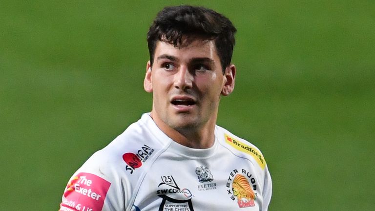 BRISTOL, ENGLAND - AUGUST 25: Exeter Chiefs' Sam Hidalgo-Clyne looks on during the Gallagher Premiership Rugby match between Bristol Bears and Exeter Chiefs at Ashton Gate on August 25, 2020 in Bristol, England. (Photo by Ashley Western/MB Media/Getty Images)