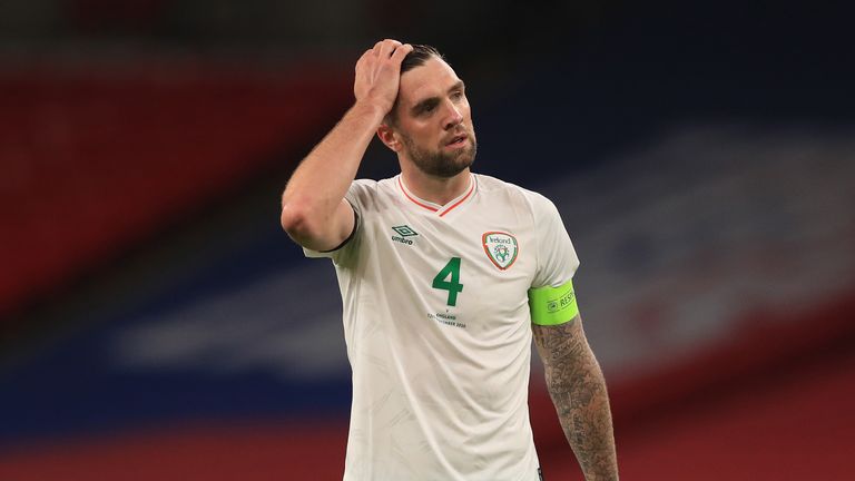 Shane Duffy cuts a dejected figure as Republic of Ireland were beaten