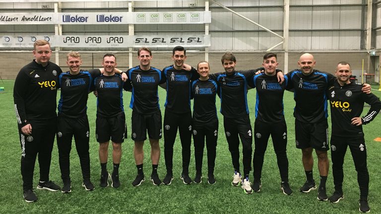 Sheffield United's coaching staff show their support for Prostate Cancer UK