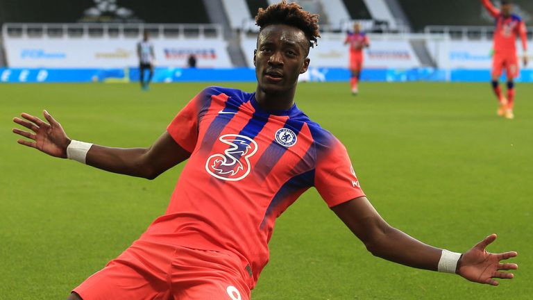 Tammy Abraham celebrates scoring for Chelsea vs Newcastle