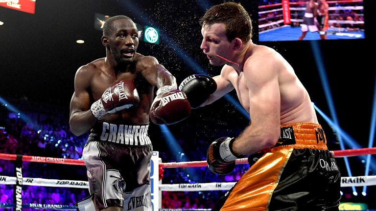 during the WBO welterweight title between Jeff Horn and Terence Crawford at MGM Grand Garden Arena on June 9, 2018 in Las Vegas, Nevada.