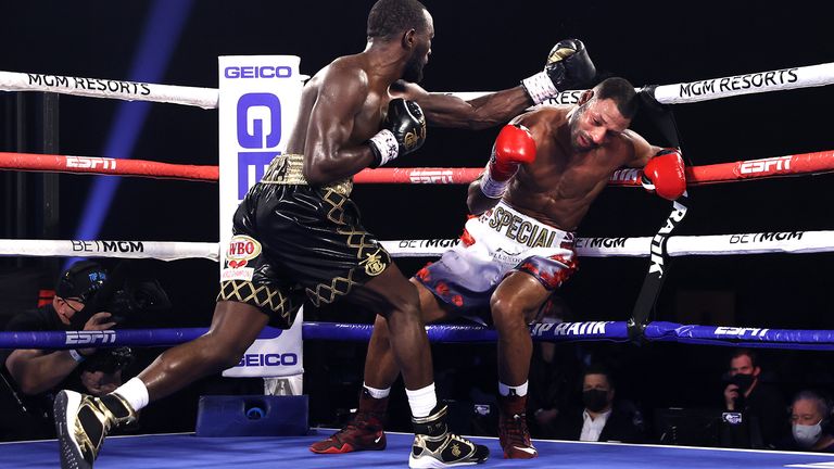 LAS VEGAS, NV - NOVEMBER 14:  at the MGM Grand Conference Center on November 14, 2020 in Las Vegas, Nevada. (Photo by Mikey Williams/Top Rank Inc via Getty Images)