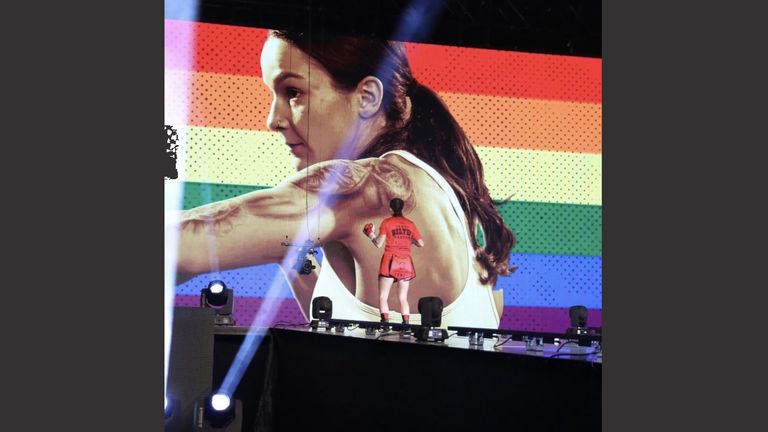 Terri Harper, Wembley, rainbow flag