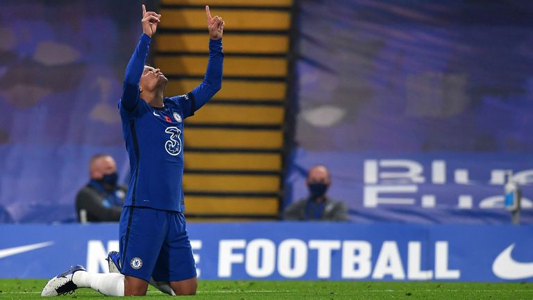 Thiago Silva celebrates Chelsea's third