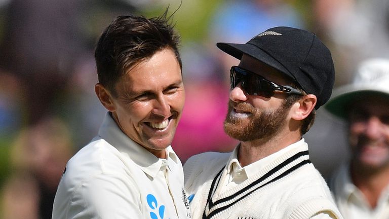 Trent Boult (L) and Kane WIlliamson will miss New Zealand's T20s with West Indies in order to be fully fit for the Test series
