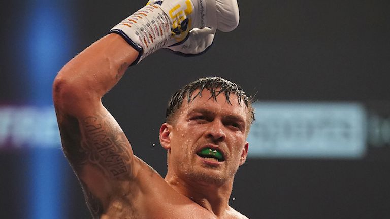 HANDOUT PICTURE COMPLIMENTS OF MATCHROOM BOXING.Oleksandr Usyk vs Derek Chisora, Heavyweight Contest..31 October 2020.Picture By Dave Thompson..Oleksandr Usyk after the fight. 