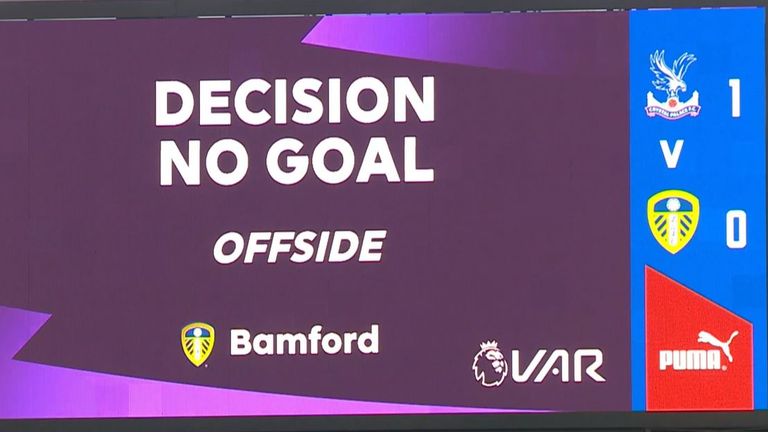 Bamford's goal was ruled out by VAR for offside at Selhurst Park