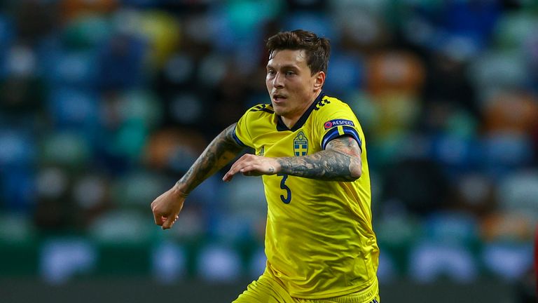Victor Lindelof of Sweden and Manchester United FC during the UEFA Nations League group stage match between Portugal and Sweden at Estadio Jose Alvalade on October 14, 2020 in Lisbon, Portugal