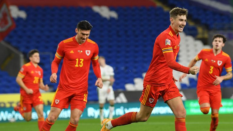 Wales celebrate scoring against Republic of Ireland