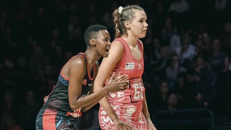 Zan Vimbela (l) has been ruled out of the 2021 Vitality Superleague season after suffering a knee injury in South Africa