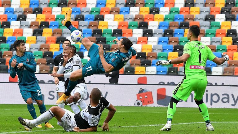 Zlatan Ibrahimovic's overhead kick for AC Milan against Udinese