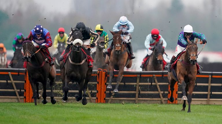 Thyme Hill (right) wins at Newbury