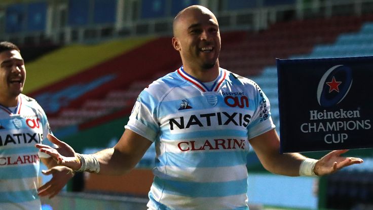 Simon Zebo celebrates scoring a try against Harlequins