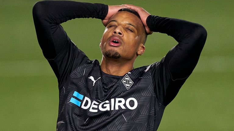 Alassane Plea shows his dejection after missing a glorious chance to level                           