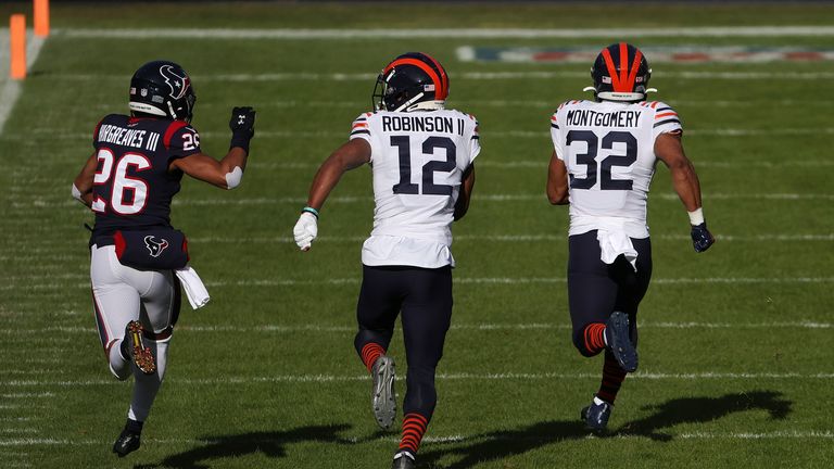 David Montgomery scored with an amazing 80-yard touchdown run as the Chicago Bears opened the scoring against the Houston Texans.
