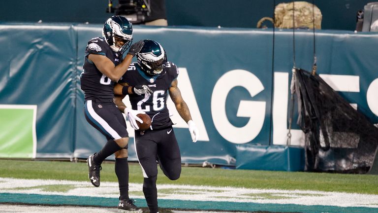 Philadelphia&#39;s Miles Sanders turned on the afterburners to score an 82-yard touchdown against New Orleans.