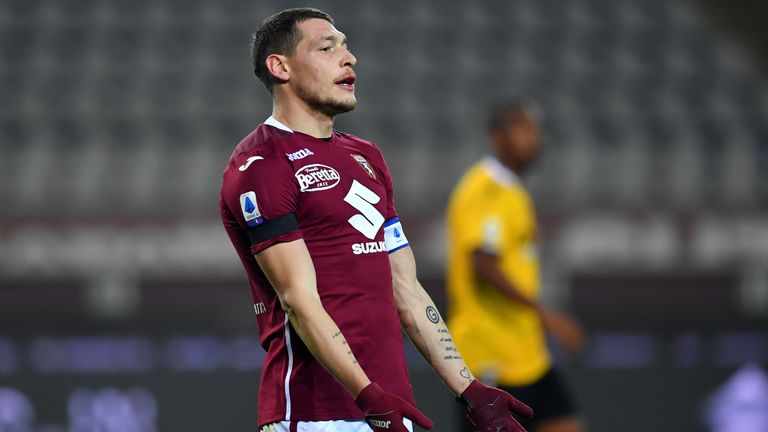 Andrea Belotti shows his frustration during Torino's 3-2 defeat to Udinese