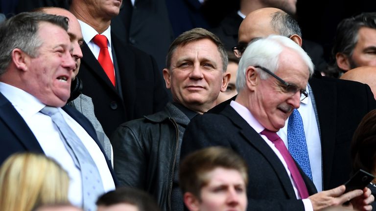 James Bond actor Daniel Craig watches on at Anfield