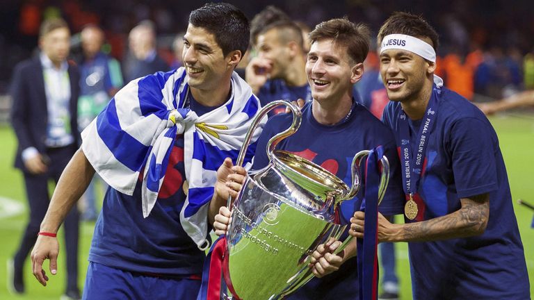 The formidable trio of Luis Suarez, Lionel Messi and Neymar inspired Barcelona to the 2015 treble