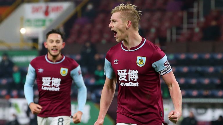 Ben Mee celebrates his goal against Sheffield United