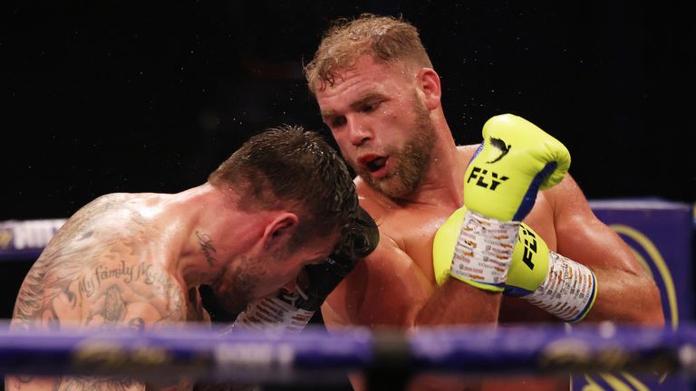Billy Joe Saunders connects with an uppercut - credit Matchroom Boxing