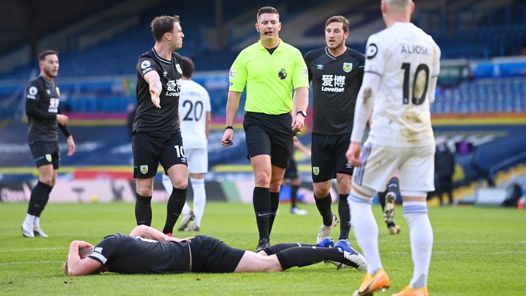 Referee Robert Jones was quick to disallow Ashley Barnes' equaliser