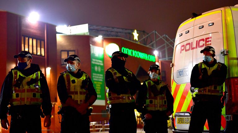 There was a police presence outside Celtic Park following their two most recent home matches against Ross County and St Johnstone