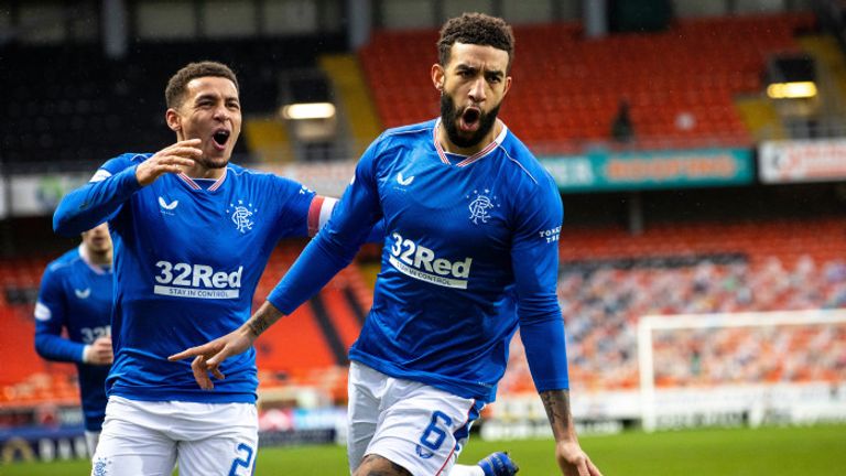 Connor Goldson celebrates Rangers' winner