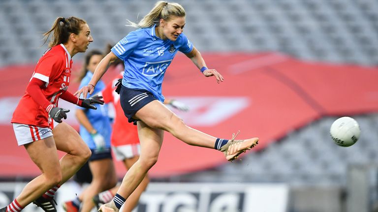 Nicole Owens of Dublin takes a shot on goal