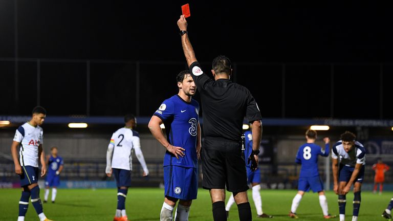 Danny Drinkwater was sent off after kicking out at 16-year-old Alfie Devine