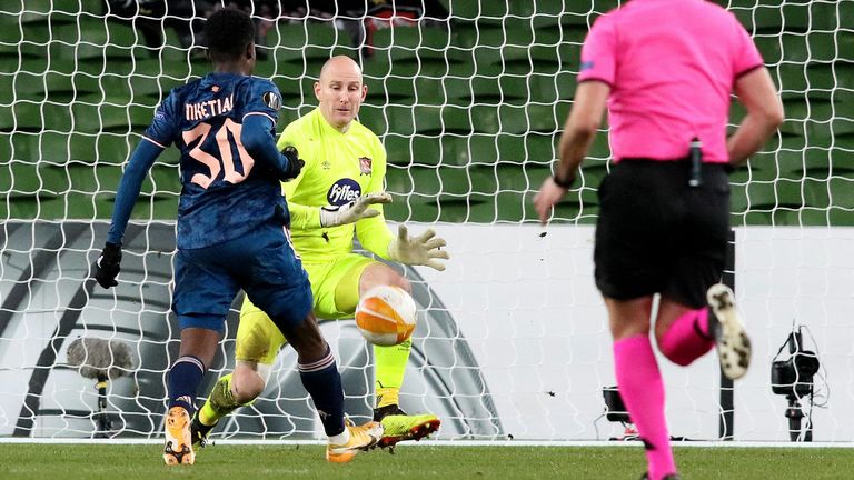 Eddie Nketiah put Arsenal ahead at Aviva Stadium