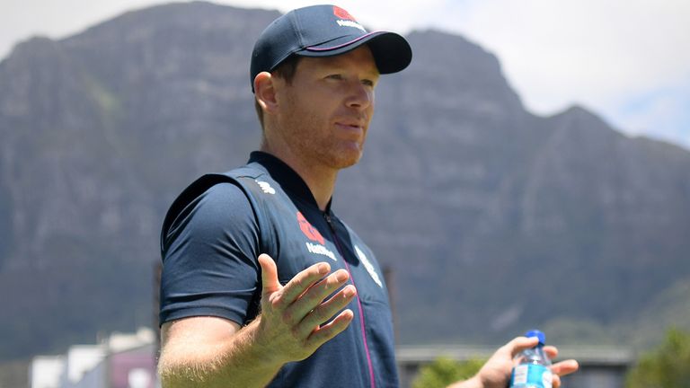 CAPE TOWN, SOUTH AFRICA - NOVEMBER 26: Eoin Morgan of England talks to the media during a Nets Session at Newlands Cricket Stadium on November 26, 2020 in Cape Town, South Africa. (Photo by Shaun Botterill/Getty Images)