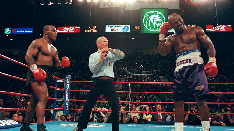 Mike Tyson was disqualified in his second fight against Evander Holyfield after bizarrely biting his ear