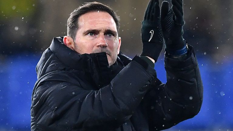 Frank Lampard salutes the 2,000 Chelsea supporters in Stamford Bridge