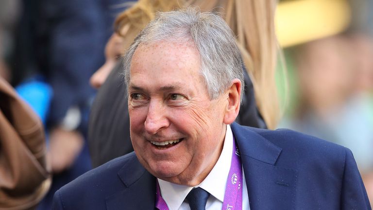 Gerard Houllier in attendance at  Lyon Feminine's Champions League final victory in 2019