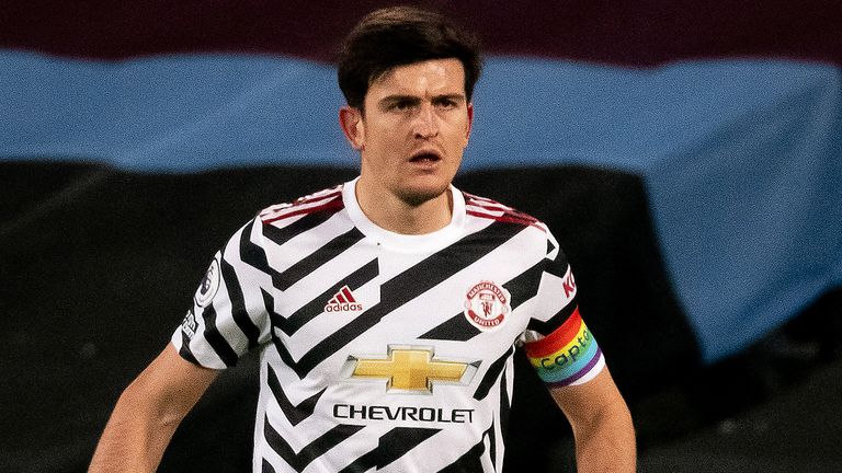 Rainbow Lace for Harry Maguire, Premier League, West Ham vs Manchester United Wearing Rainbow Captain Armband