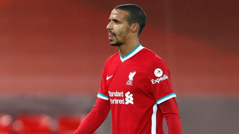 Liverpool's Joel Matip went off injured with a groin problem  against West Brom