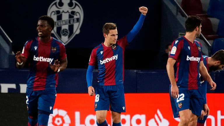 Jorge De Frutos' late winner gave Levante maximum points against Real Sociedad