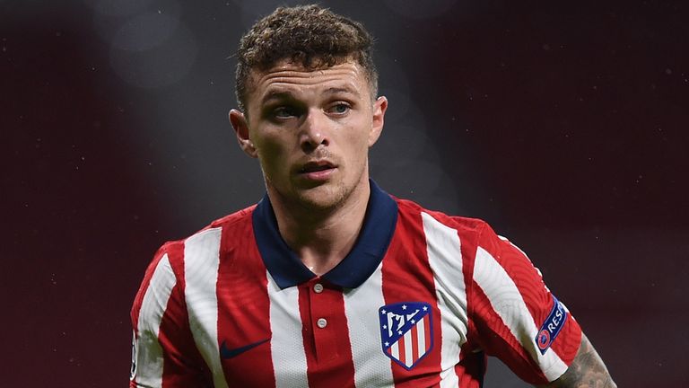 Kieran Trippier of Club Atletico de Madrid runs to take a corner kick during the UEFA Champions League Group A stage match between Atletico Madrid and Lokomotiv Moskva at Estadio Wanda Metropolitano on November 25, 2020 in Madrid, Spain. Football Stadiums around Europe remain empty due to the Coronavirus Pandemic as Government social distancing laws prohibit fans inside venues resulting in fixtures being played behind closed doors. (Photo by Denis Doyle/Getty Images)